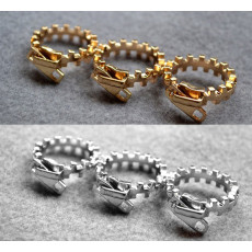R-0142 Wholesale 2Pieces Punk Silver/Gold Metal Zippers 3Fingers Ring