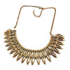 N-1863 New Lovely 2Rows Drop Gold Black Vintage Gold Metal Choker Bib Necklace