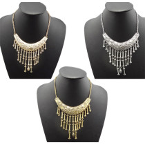 N-1876 Punk Vintage Silver/Bronze Gold Metal Bone Tassels Skull Choker Bib Necklace