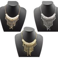 N-1876 Punk Vintage Silver/Bronze Gold Metal Bone Tassels Skull Choker Bib Necklace