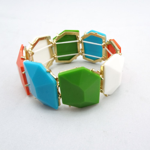 B-0007 New Charming Fashion Colorful Resin Gem Lovely Bracelet