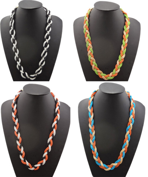 N-1045 New Charming Bohemia Multi Strand Metal Snake Chain Braided Necklace