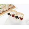 R-0608 New Fashion Black Red Enamel Poker Card Design Double Fingers Ring