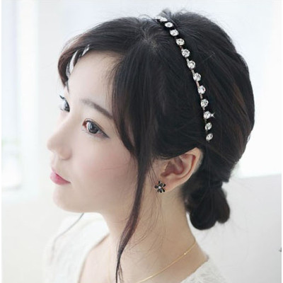 F-0029 Fashion Charming Gold Gun-black Metal Big Clear Crystal Hand Band For Girls