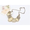N-1016 Fashion Bronze Tone Metal Wire Print Ellipse Resin Gem Choker Necklace