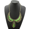 N-2857 New Rhinestone Enamel Hollowed Christmas Tree Angel Wing Choker Bib Necklace