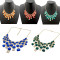 N-0278 New Golden Rhinestone Crystal Facets Gem Statement Choker Bib Necklace