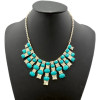 N-0278 New Golden Rhinestone Crystal Facets Gem Statement Choker Bib Necklace