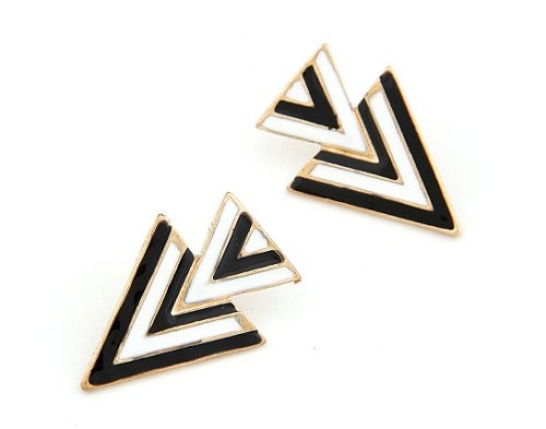 E-2010 European Fashion  Enamel Gold plated Metal Geometric Triangle Ear Stud
