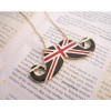 N-2833 New Charming Lovely Enamel UK Stripe Flag Mustache Pendant Necklace