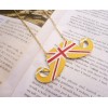 N-2833 New Charming Lovely Enamel UK Stripe Flag Mustache Pendant Necklace
