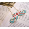 N-2833 New Charming Lovely Enamel UK Stripe Flag Mustache Pendant Necklace