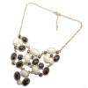 N-0797 New Facets Round/Ellipse Resin GemStone Charms Golden Choker Bib Necklace