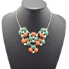 N-0797 New Facets Round/Ellipse Resin GemStone Charms Golden Choker Bib Necklace