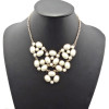 N-0797 New Facets Round/Ellipse Resin GemStone Charms Golden Choker Bib Necklace