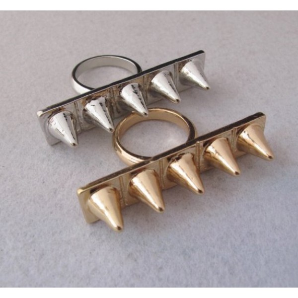 R-0143 Gothic Punk Multi Metal Rivets Spikes Stud On One Row Ring #7 Size