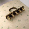 R-0143 Gothic Punk Multi Metal Rivets Spikes Stud On One Row Ring #7 Size