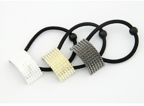 F-0063 Wholesale 3PCs 3 Color Show Time Metal Semicircle Hair Band Ponytail Holder
