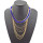 N-1029 Bohemian Stripe Ribbon Multi Strand Golded Chain Tassel Boho Choker Necklace