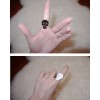 R-0047 New Hot Double Face White/Black Enamel Golden Skull Fingers Ring #5.5