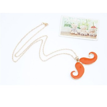 N-2788 New Rock Enamel Moustache Handlebar Mustache Pendant Long Chain Necklace