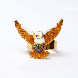 R-0216 New Design White Enamel Bird Eagle Golden Fly Wing Fingers Ring Adjustable