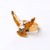 R-0216 New Design White Enamel Bird Eagle Golden Fly Wing Fingers Ring Adjustable