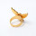 R-0216 New Design White Enamel Bird Eagle Golden Fly Wing Fingers Ring Adjustable