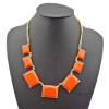 N-4587 New Facets Resin Gemstone Rectangle Golden Chunky Bib Necklace Color Choose