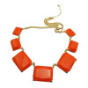 N-4587 New Facets Resin Gemstone Rectangle Golden Chunky Bib Necklace Color Choose
