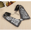N-2256 Ladies Round Crystal Black Cotton V Sharp Choker Collar Necklace
