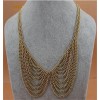 N-1316 European style gold/Bronze plated metal chain tassel Collar double chain Necklace
