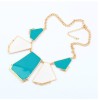N-4570 Golden Enamel Geometry Pattern Charms Choker Bib Necklace Women's Jewellery