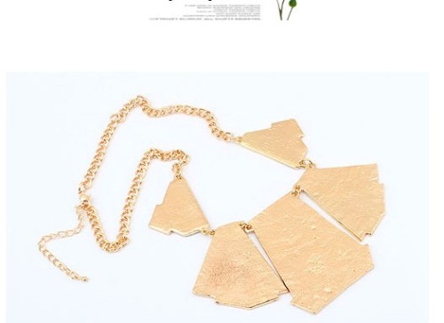 N-4570 Golden Enamel Geometry Pattern Charms Choker Bib Necklace Women's Jewellery
