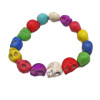 N-2864 Unique Colorful Stones Skull Charms  Choker Bib Necklace
