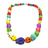 N-2864 Unique Colorful Stones Skull Charms  Choker Bib Necklace