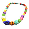 N-2864 Unique Colorful Stones Skull Charms  Choker Bib Necklace