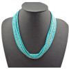 N-1050 Multi Strands Beads Chunky Snake Wide Chain Flat Curb Link Statement Necklace  N-1050