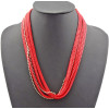 N-1050 Multi Strands Beads Chunky Snake Wide Chain Flat Curb Link Statement Necklace  N-1050