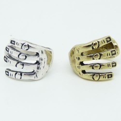 R-1009 wholesale 2pcs bronze silver metal hand shape opened ring #6.5