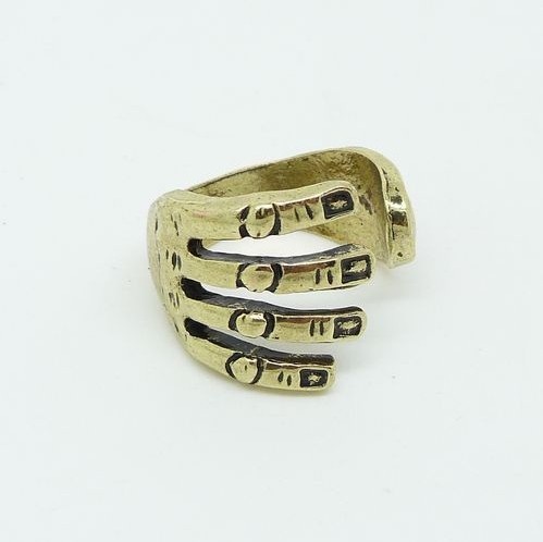 R-1009 wholesale 2pcs bronze silver metal hand shape opened ring #6.5