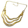 N-1765 Unique Vintage Style Gold Metal Flower Curved Chunky Bib Collar Necklace