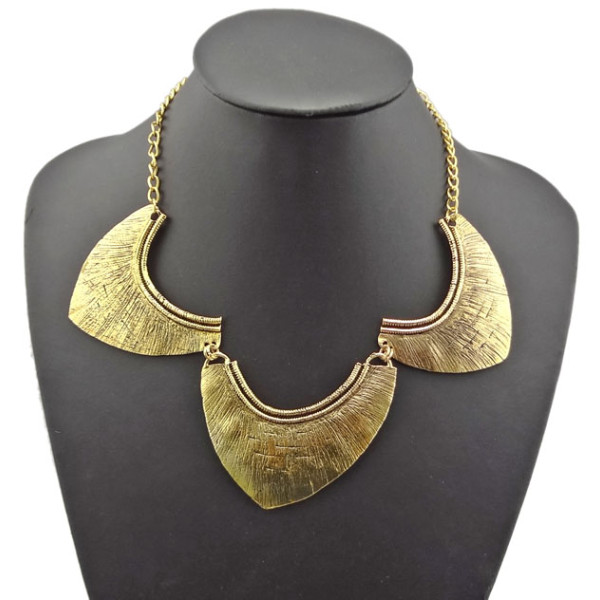 N-1861 Hot New Design Gothic Punk Special Vintage Gold Carved Bib Collar Necklace
