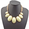 N-0792 Multi Strands Chains Facets Resin Geometry Drop Pendants Golden Bib Necklace