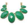 N-0792 Multi Strands Chains Facets Resin Geometry Drop Pendants Golden Bib Necklace