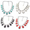 N-4261 Hot Gun-black Rhinestone Resin Gemstone Drop Charm Choker Bib Necklace