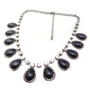 N-4261 Hot Gun-black Rhinestone Resin Gemstone Drop Charm Choker Bib Necklace