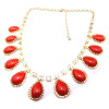 N-4261 Hot Gun-black Rhinestone Resin Gemstone Drop Charm Choker Bib Necklace
