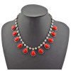 N-4261 Hot Gun-black Rhinestone Resin Gemstone Drop Charm Choker Bib Necklace