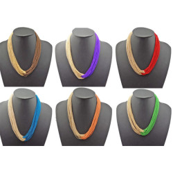 N-1037 Bohemia Multi Strands Chains Boho Choker Bib Necklace Colors Choose